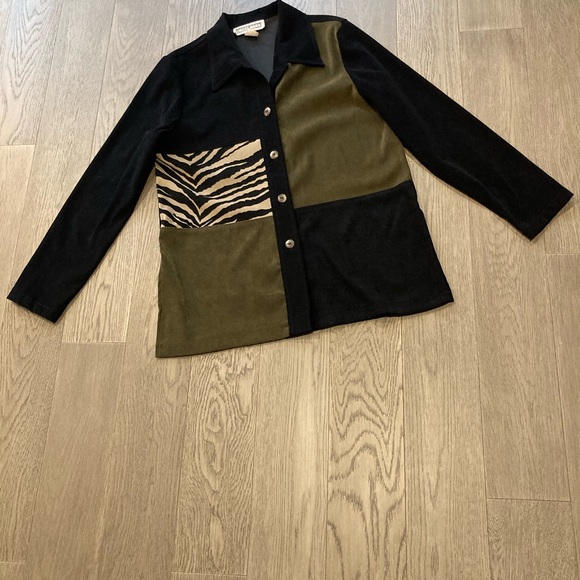 Dress Barn Jackets & Blazers - Dress Barn Black and Olive Animal Print Jacket